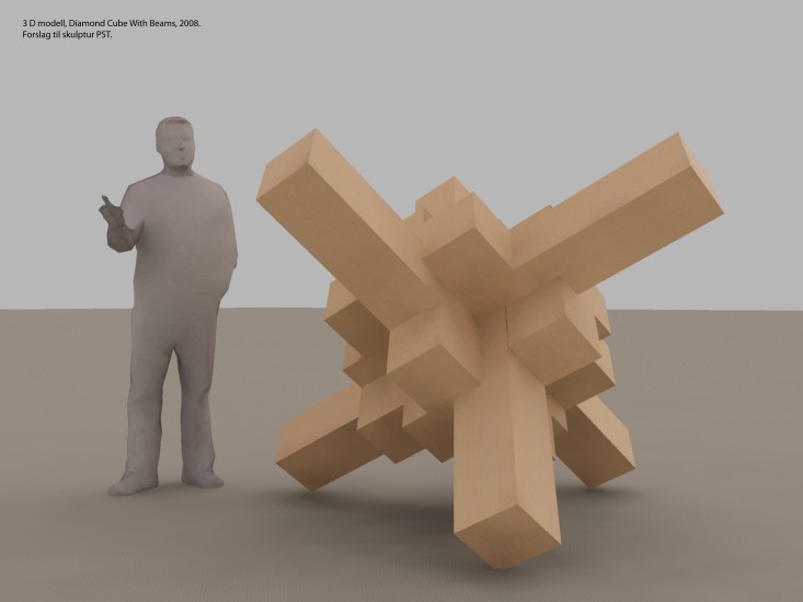 3D modell av Diamond Cube With Beams, Snorre Ytterstad. Fotograf: Snorre Ytterstad