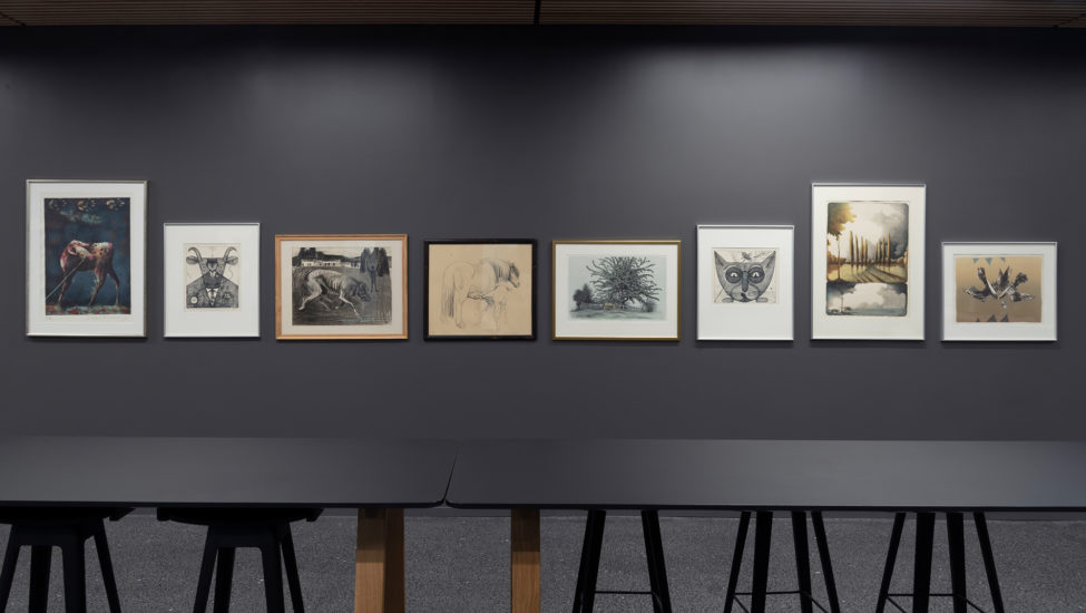 Grafikkvegg: Håkon Gullvåg, Oddvar Torsheim, Einar Granum, Ridley Borchgrevink, Omar Andreen, Oddvar Torsheim, Patrick Huse og Jan Baker. Fotograf: Øystein Thorvaldsen